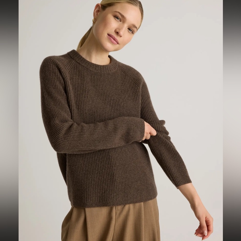 Mongolian Cashmere Fisherman Crewneck Sweater Brown Crew